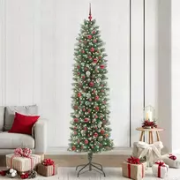 Dirbtinis lieknas Kalėdų medis su 300 LED Žalia ir balta 240 cm