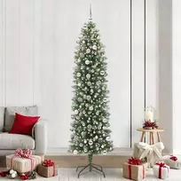 Dirbtinis lieknas Kalėdų medis su 300 LED Žalia ir balta 240 cm