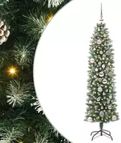 Dirbtinis lieknas Kalėdų medis su 150 LED Žalia ir balta 150 cm