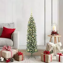 Dirbtinis lieknas Kalėdų medis su 150 LED Žalia ir balta 120 cm