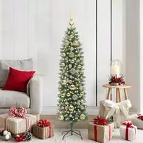 Dirbtinis lieknas Kalėdų medis su 150 LED Žalia ir balta 150 cm