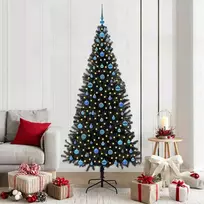 Kalėdų eglutė su 300 LED s stovu Juoda 210 cm PVC