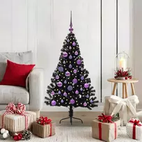 Dirbtinis prieššventinis eglutė su šviesomis Juoda 120 cm PVC
