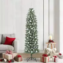 Dirbtinis lieknas Kalėdų medis su 300 LED Žalia ir balta 210 cm