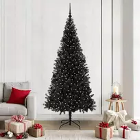 Kalėdų eglutė su 300 LED s stovu Juoda 210 cm PVC