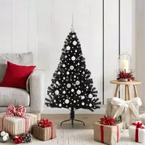Dirbtinis prieššventinis eglutė su šviesomis Juoda 120 cm PVC