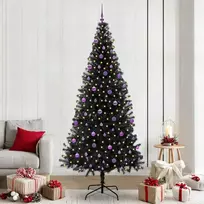 Kalėdų eglutė su 300 LED s stovu Juoda 240 cm PVC