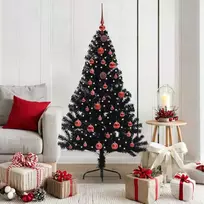Dirbtinis prieššventinis eglutė su šviesomis Juoda 150 cm PVC