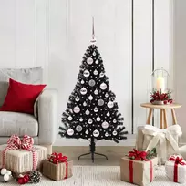 Dirbtinis prieššventinis eglutė su šviesomis Juoda 120 cm PVC