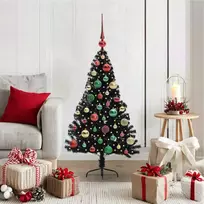 Dirbtinis prieššventinis eglutė su šviesomis Juoda 120 cm PVC