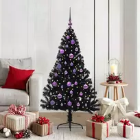Dirbtinis prieššventinis eglutė su šviesomis Juoda 150 cm PVC