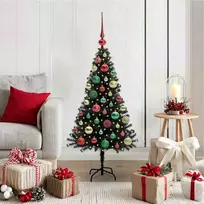 Kalėdų eglutė su 150 LED s stovu Juoda 120 cm PVC