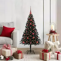 Kalėdų eglutė su 150 LED s stovu Juoda 120 cm PVC