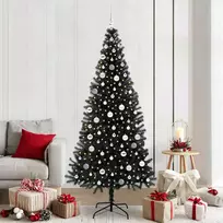 Kalėdų eglutė su 300 LED s stovu Juoda 210 cm PVC