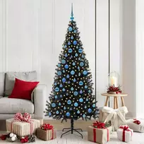 Kalėdų eglutė su 300 LED s stovu Juoda 180 cm PVC