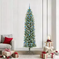 Dirbtinis lieknas Kalėdų medis su 300 LED Žalia ir balta 210 cm