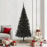 Kalėdų eglutė su 300 LED s stovu Juoda 180 cm PVC