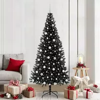 Kalėdų eglutė su 300 LED s stovu Juoda 210 cm PVC