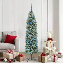 Dirbtinis lieknas Kalėdų medis su 300 LED Žalia ir balta 180 cm