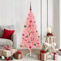 Kalėdų eglutė su 150 LED s stovu Rožinė 150 cm PVC