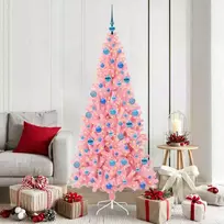 Kalėdų eglutė su 300 LED s stovu Rožinė 180 cm PVC