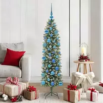 Dirbtinis lieknas Kalėdų medis su 150 LED Žalia ir balta 150 cm