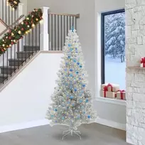 Kalėdų eglutė su 300 LED s stovu Sidabro 240 cm PET