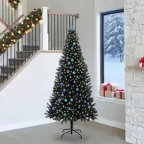 Kalėdų eglutė su 300 LED s stovu Juoda 240 cm PVC