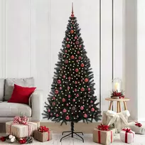 Kalėdų eglutė su 300 LED s stovu Juoda 210 cm PVC
