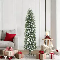 Dirbtinis lieknas Kalėdų medis su 300 LED Žalia ir balta 180 cm