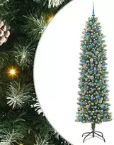 Dirbtinis lieknas Kalėdų medis su 300 LED Žalia ir balta 240 cm