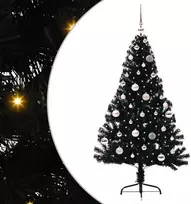 Dirbtinis prieššventinis eglutė su šviesomis Juoda 150 cm PVC