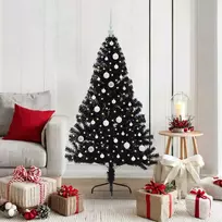 Dirbtinis prieššventinis eglutė su šviesomis Juoda 150 cm PVC