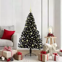 Dirbtinis prieššventinis eglutė su šviesomis Juoda 150 cm PVC