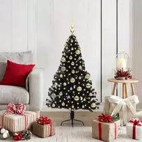 Dirbtinis prieššventinis eglutė su šviesomis Juoda 120 cm PVC