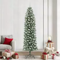 Dirbtinis lieknas Kalėdų medis su 300 LED Žalia ir balta 240 cm