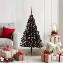 Dirbtinis prieššventinis eglutė su šviesomis Juoda 120 cm PVC