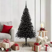 Kalėdų eglutė su 150 LED s stovu Juoda 150 cm PVC