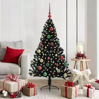 Dirbtinis prieššventinis eglutė su šviesomis Juoda 150 cm PVC