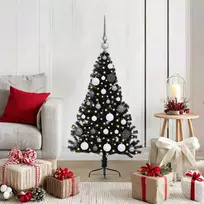 Dirbtinis prieššventinis eglutė su šviesomis Juoda 120 cm PVC