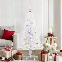 Dirbtinė Kalėdų eglutė su 150 LED Balta 150 cm PVC ir plienas