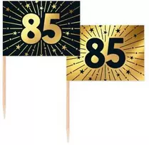 Globos Europe Bv Auksinė ir juoda torto vėliavėlė 85, 50 vnt.