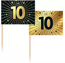 Globos Europe Bv Auksinės ir juodos spalvos torto vėliavėlės 10, 50 vnt.