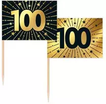 Globos Europe Bv Auksinės ir juodos spalvos torto vėliavėlės 100 vnt., 50 vnt.