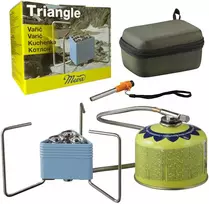 MEVA TRIANGLE dujinė viryklė su kasetėmis, 3 degikliais, 2,3 kW žiebtuvėlis