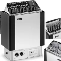 Uniprodo Elektrinė pirties krosnelė su įmontuotu valdymu 9-13 m3 iki 110C 400 V 9 kW sidabrinė-juoda