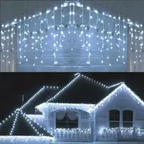 Kalėdinė girlianda - varvekliai 12 m, ŠALTAI BALTA. 300LED