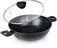 Nava Gili Vilde Juodas Line 28 cm granitinė keptuvė su stiklo dangčiu, 3,5 l