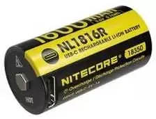 Nitecore NL1816R įkraunamas 18350 ličio jonų (Li-ion) akumuliatorius – 1600 mAh, įkrovimas per USB-C, 3 A iškrovimas, nikeliu dengtas nerūdijantis plienas