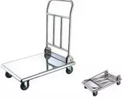 Trolley with folding handle, stainless steel